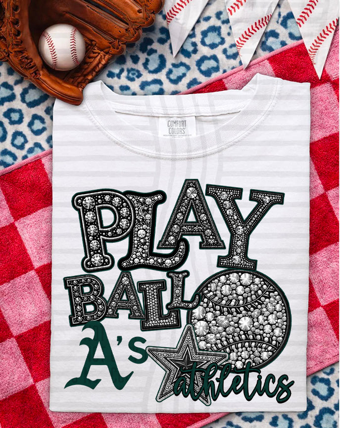 MLB RHINSTONE PLAY BALL TEE