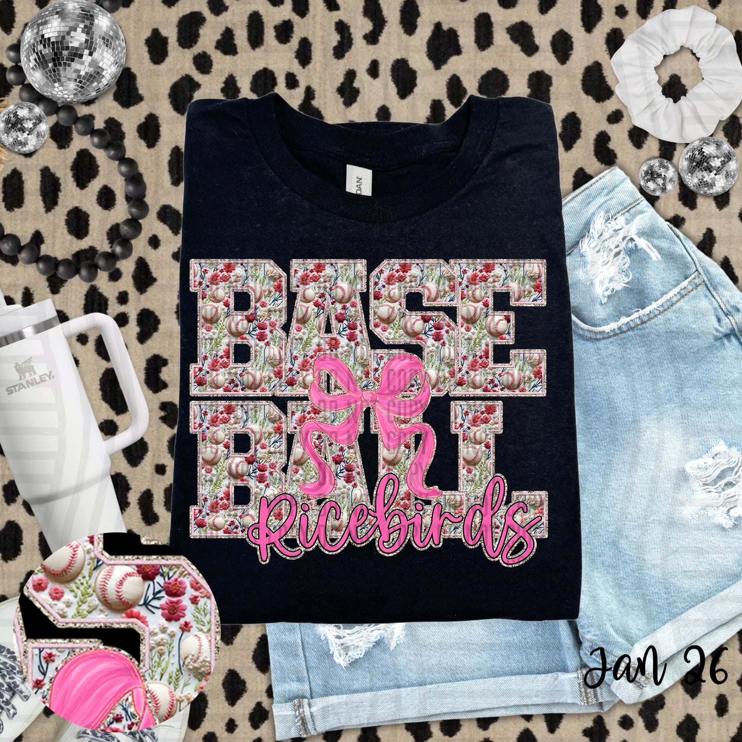 BASEBALL FLORAL TEE