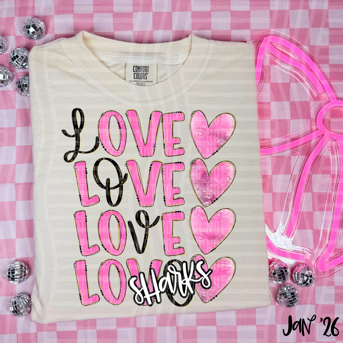 LOVE STACKED PINK TEES
