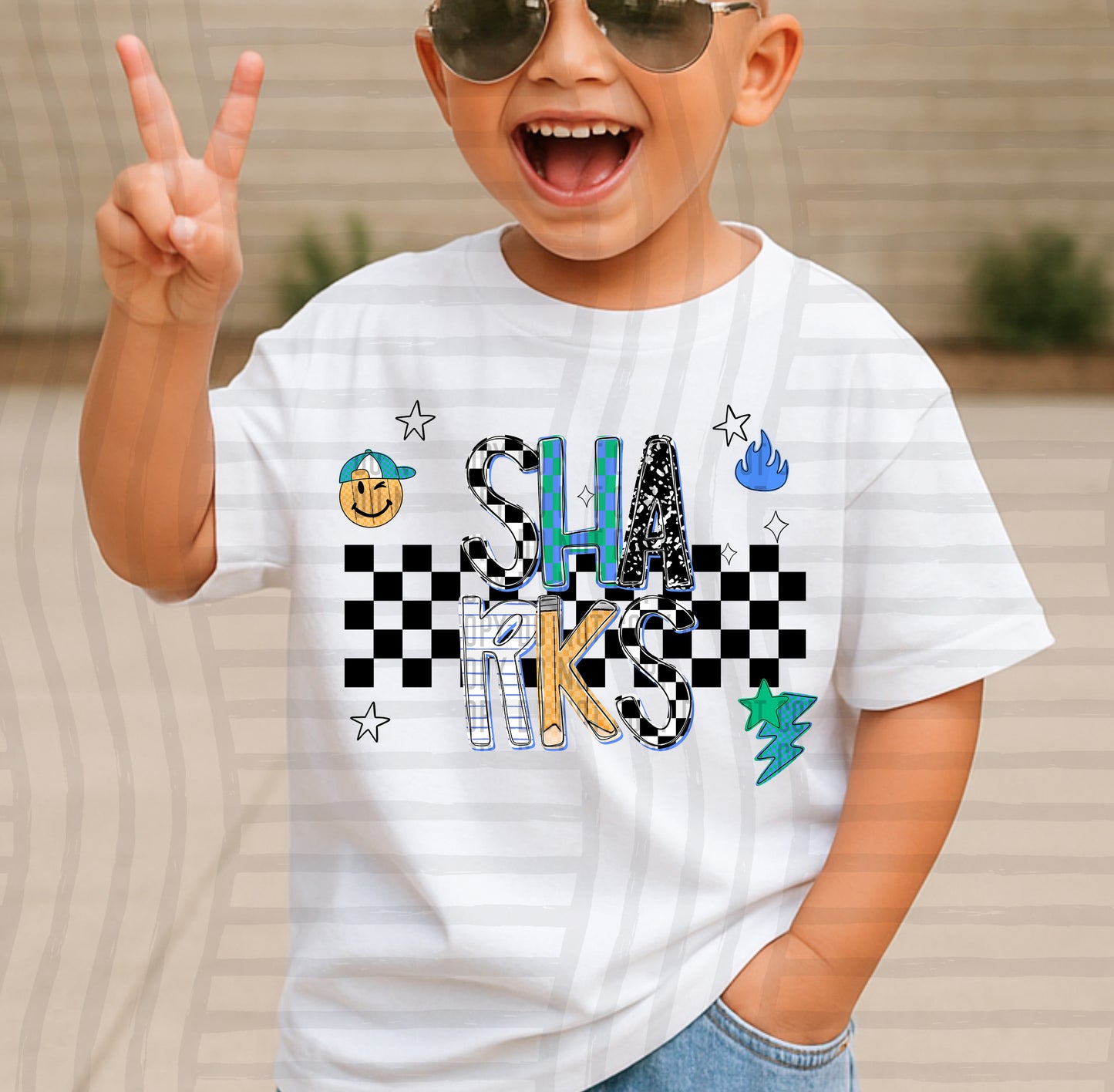 CHECKERED SCHOOL MASCOTS TEE