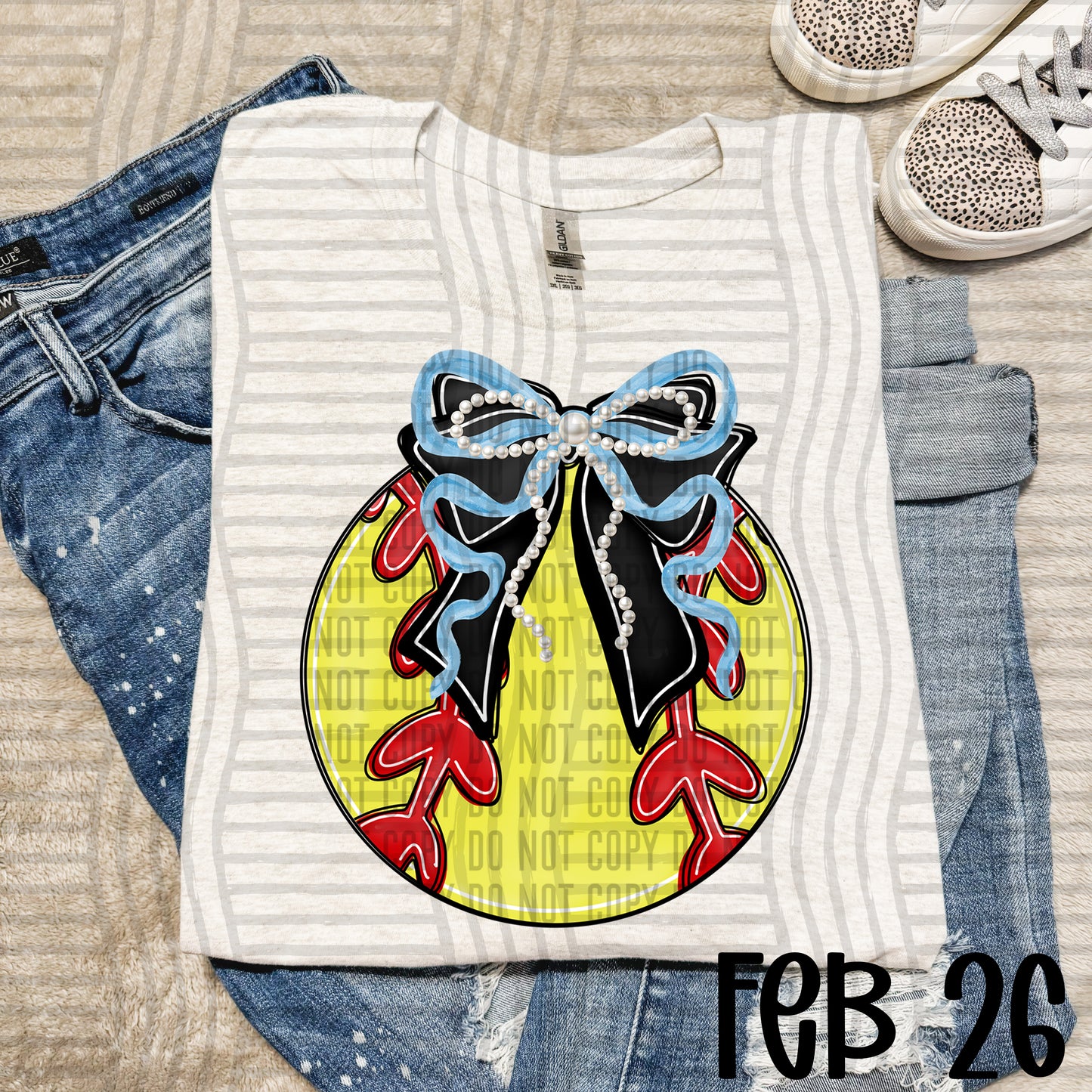 VARIETY COLOR SOFTBALL BOW TEES