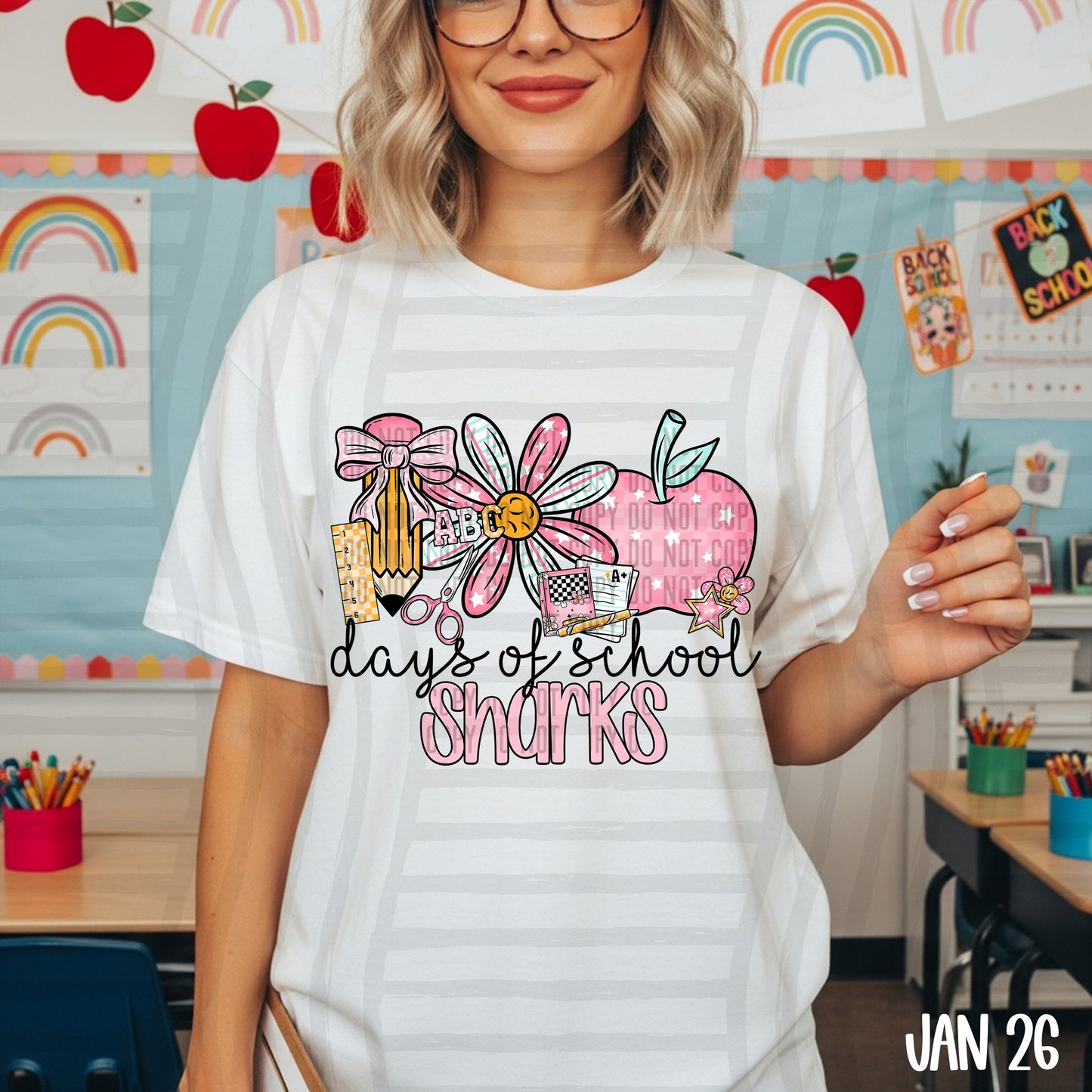 100 DAY OF SCHOOL GIRLY MASCOT TEE