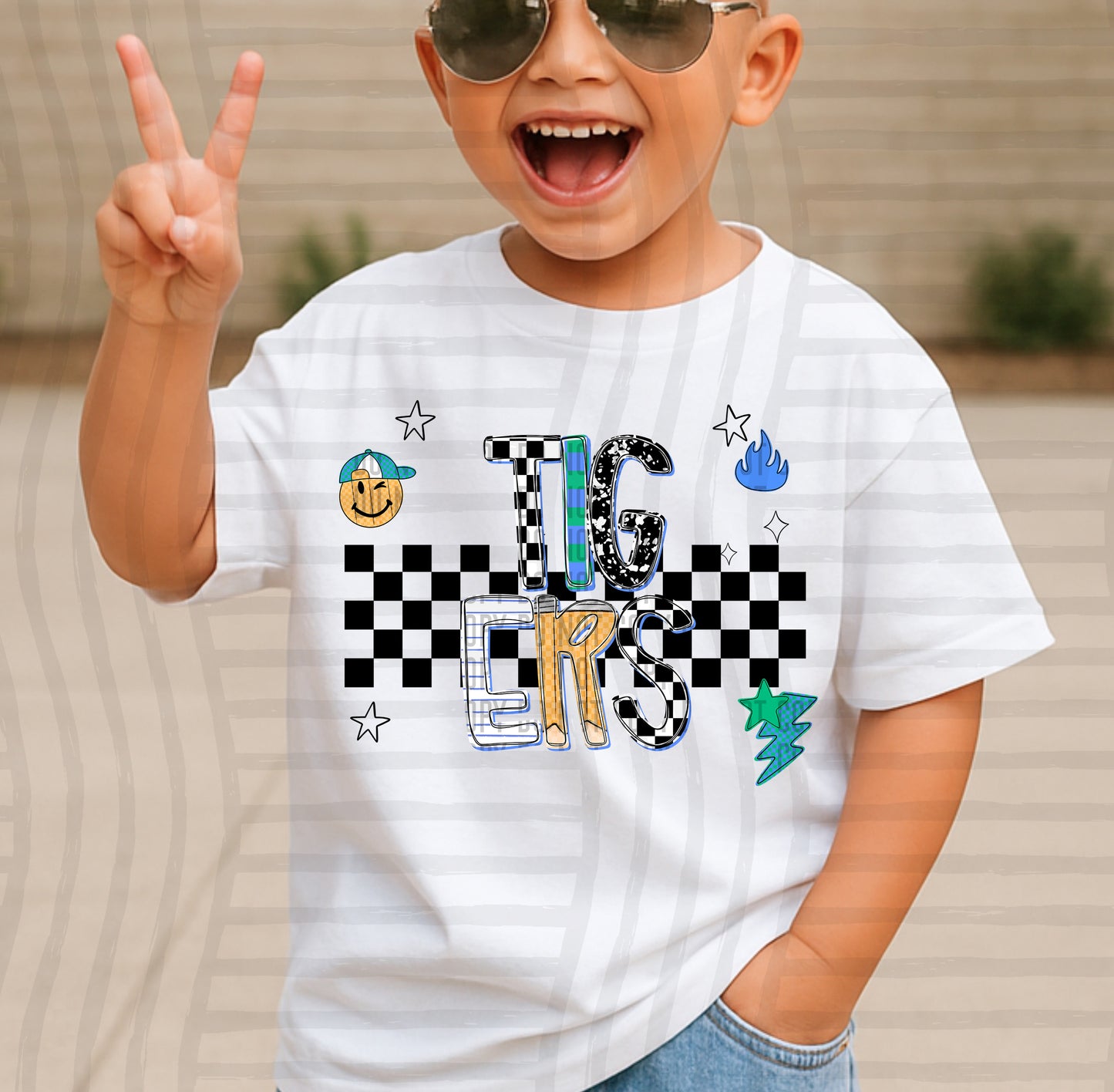 CHECKERED SCHOOL MASCOTS TEE