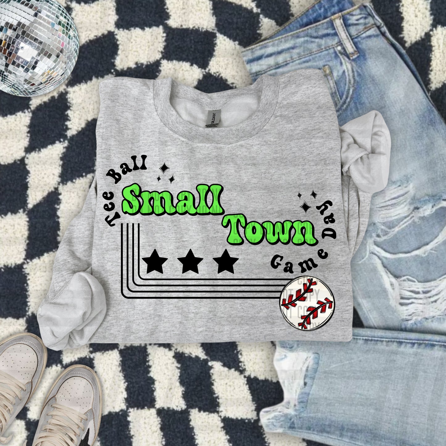 SMALL TOWN T-BALL TEES - 21 COLORS
