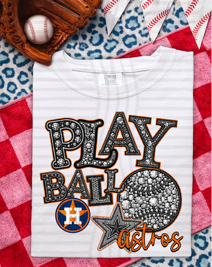 MLB RHINSTONE PLAY BALL TEE