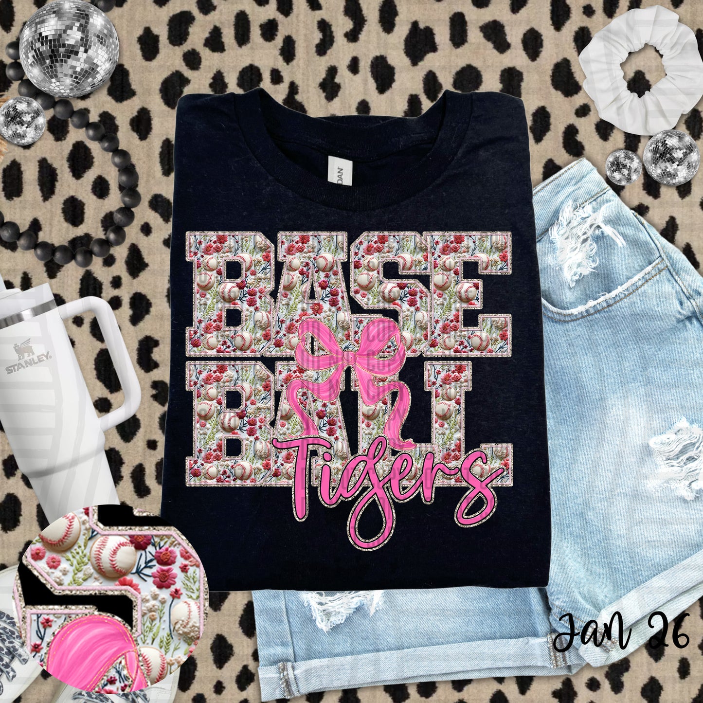 BASEBALL FLORAL TEE