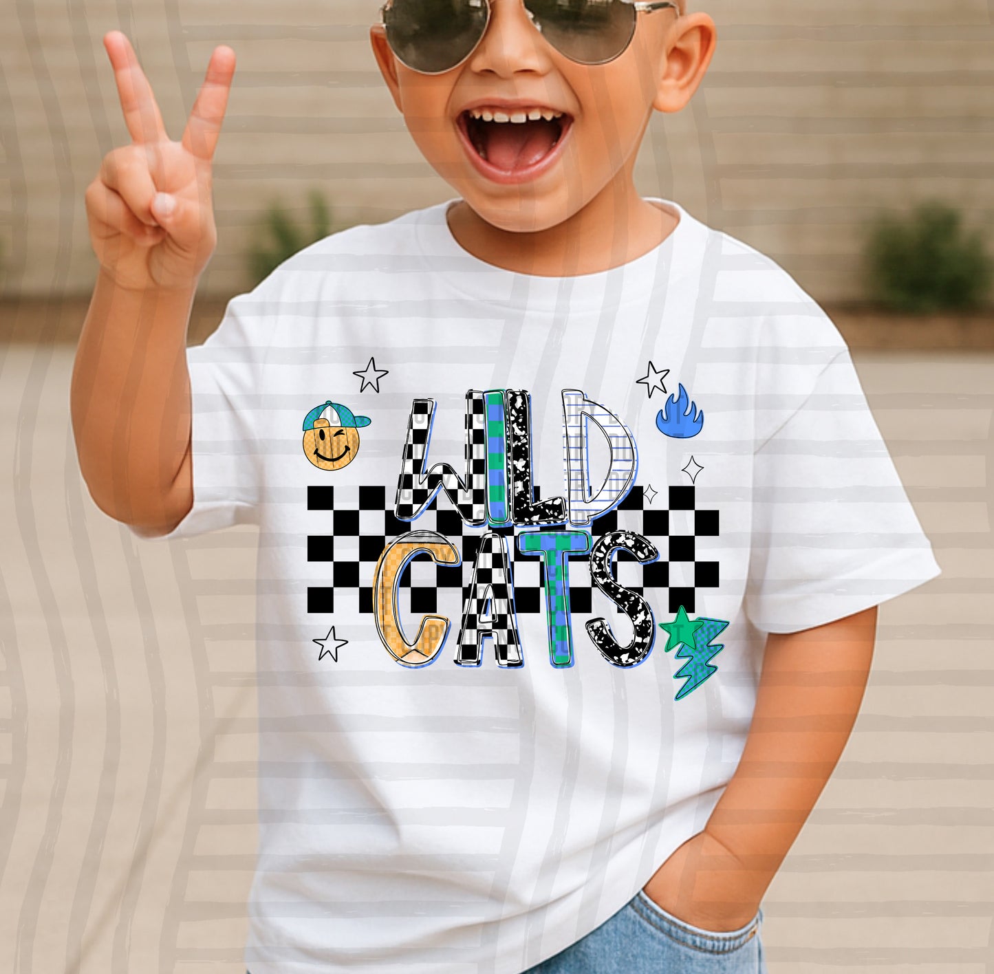 CHECKERED SCHOOL MASCOTS TEE