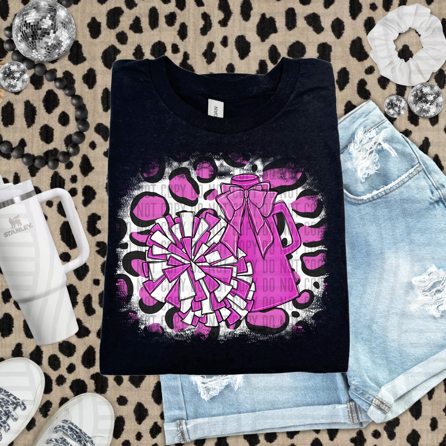 CHEER LEOPARD BACKGROUND TEE
