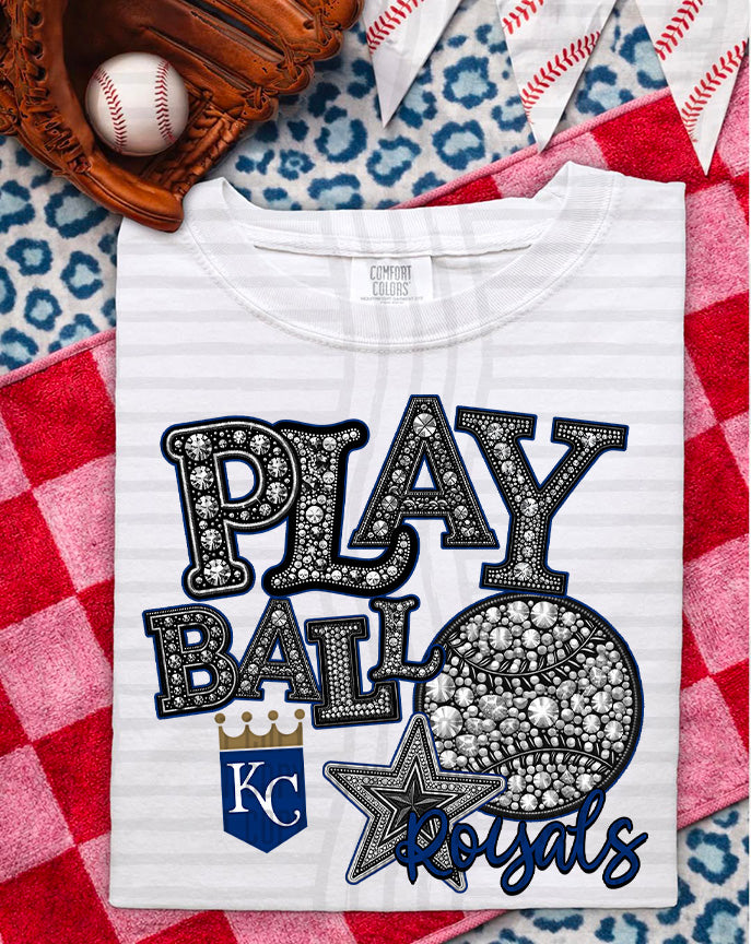 MLB RHINSTONE PLAY BALL TEE