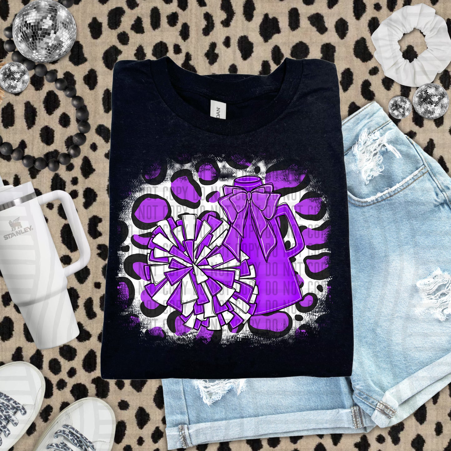 CHEER LEOPARD BACKGROUND TEE