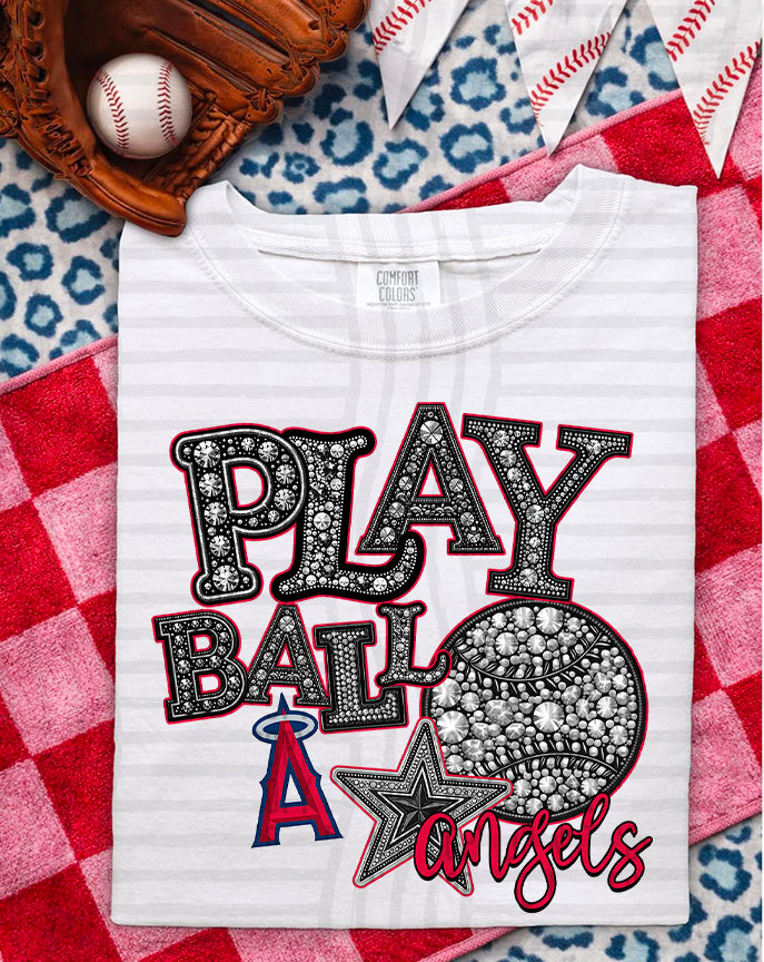 MLB RHINSTONE PLAY BALL TEE