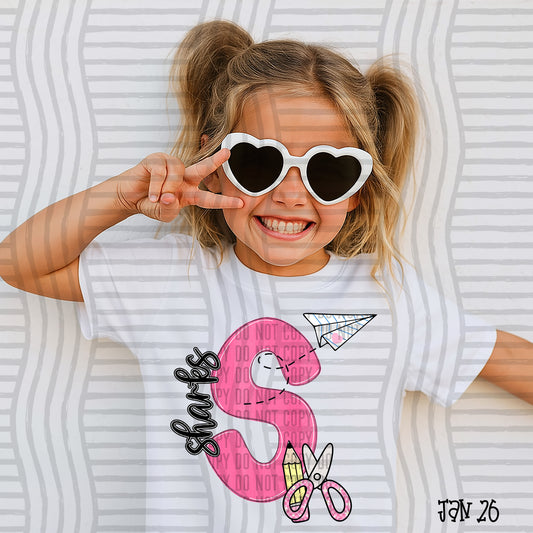 MASCOT PINK INITIALS TEE