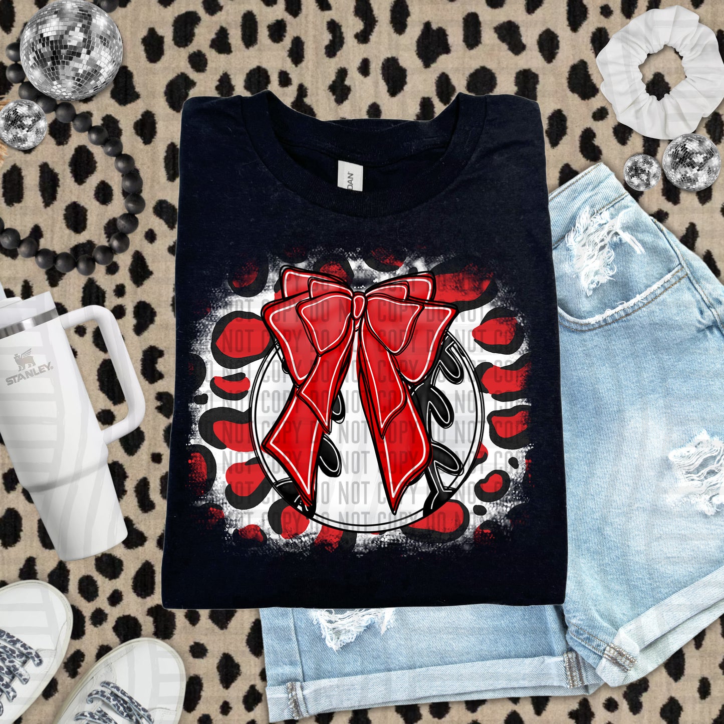 BASEBALL LEOPARD BACKGROUND TEE