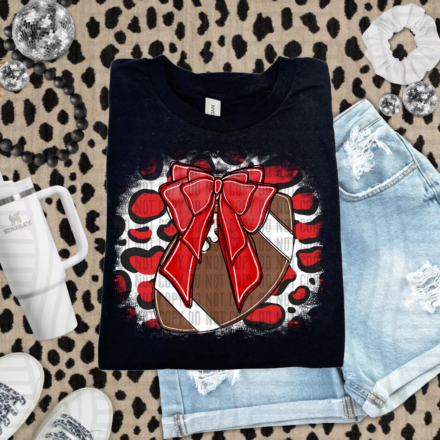 FOOTBALL LEOPARD BACKGROUND TEE