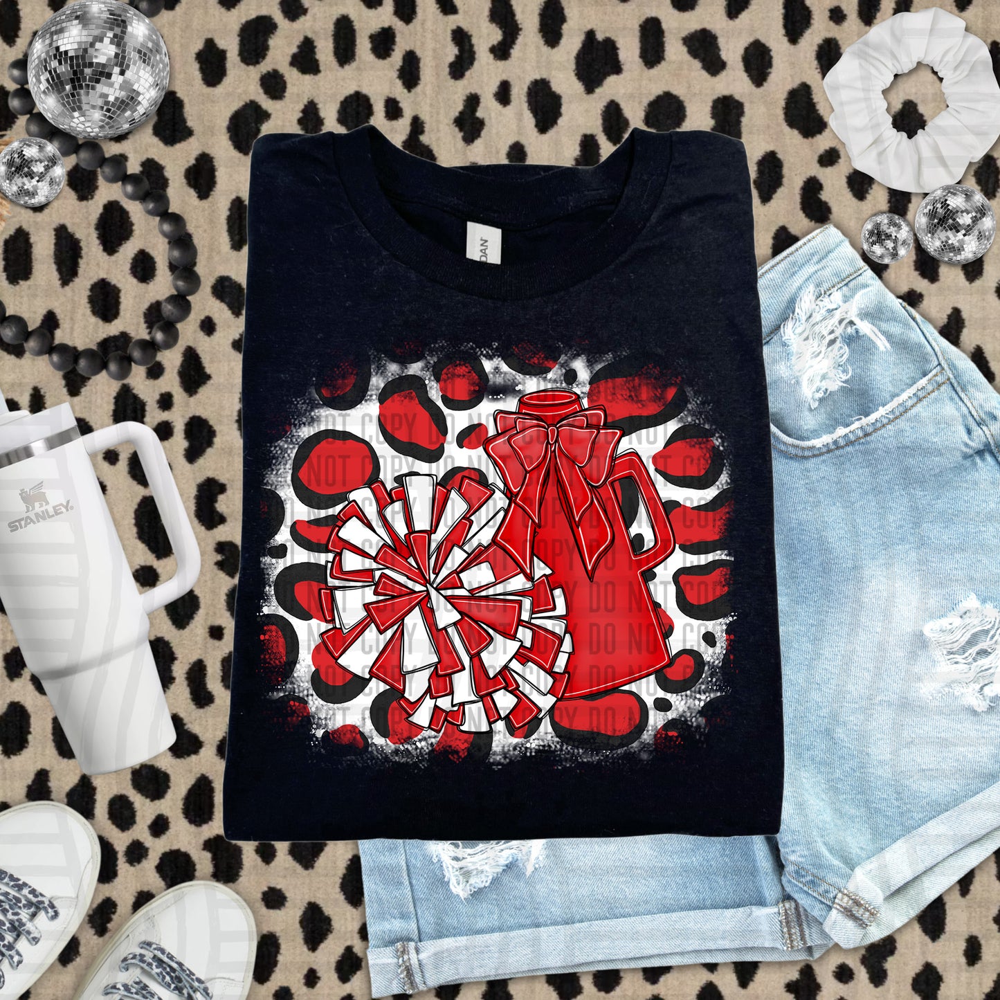CHEER LEOPARD BACKGROUND TEE