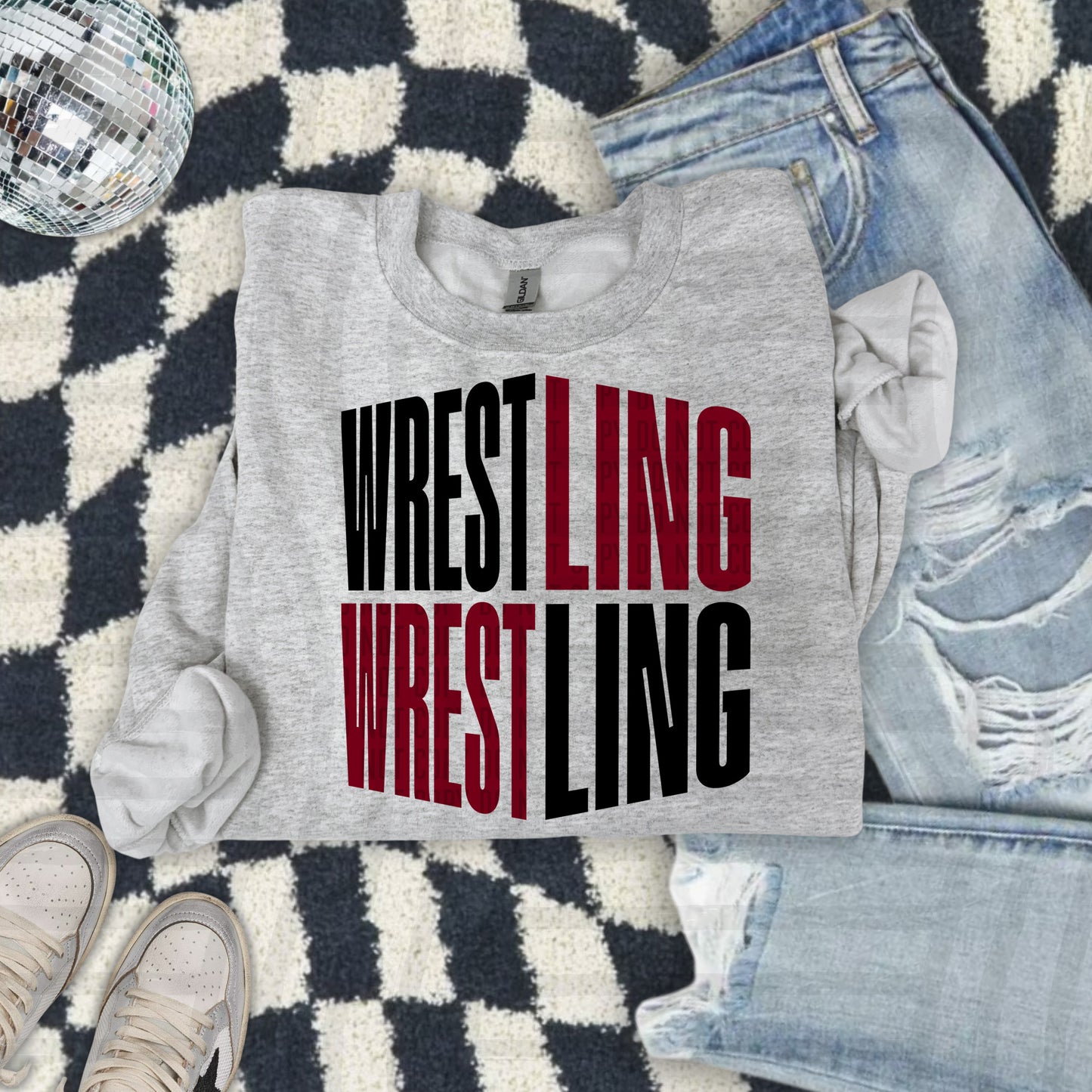 WRESTLING WORD ART TEE