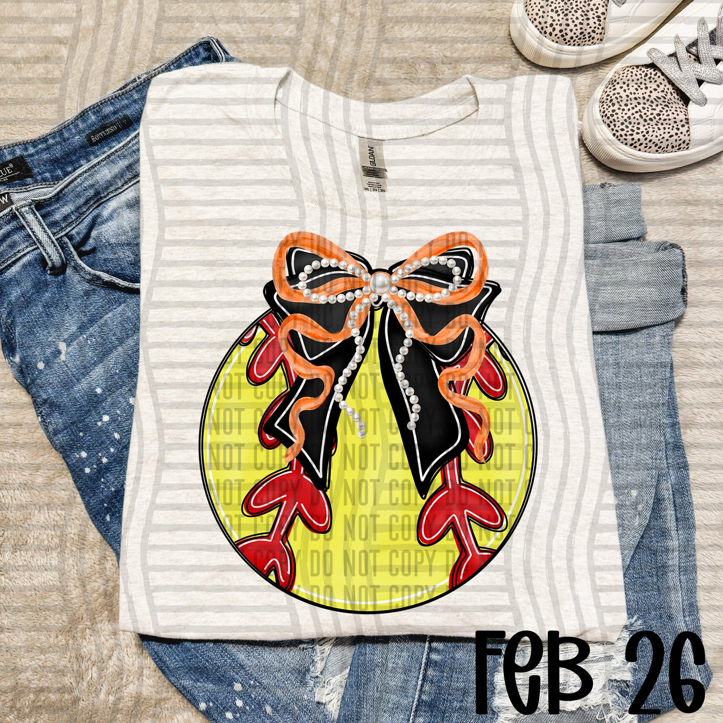 VARIETY COLOR SOFTBALL BOW TEES
