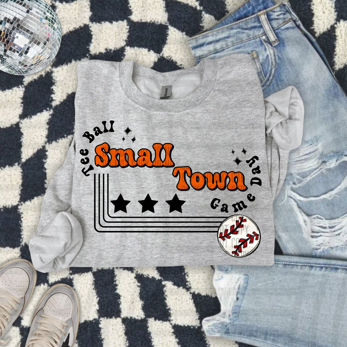 SMALL TOWN T-BALL TEES - 21 COLORS