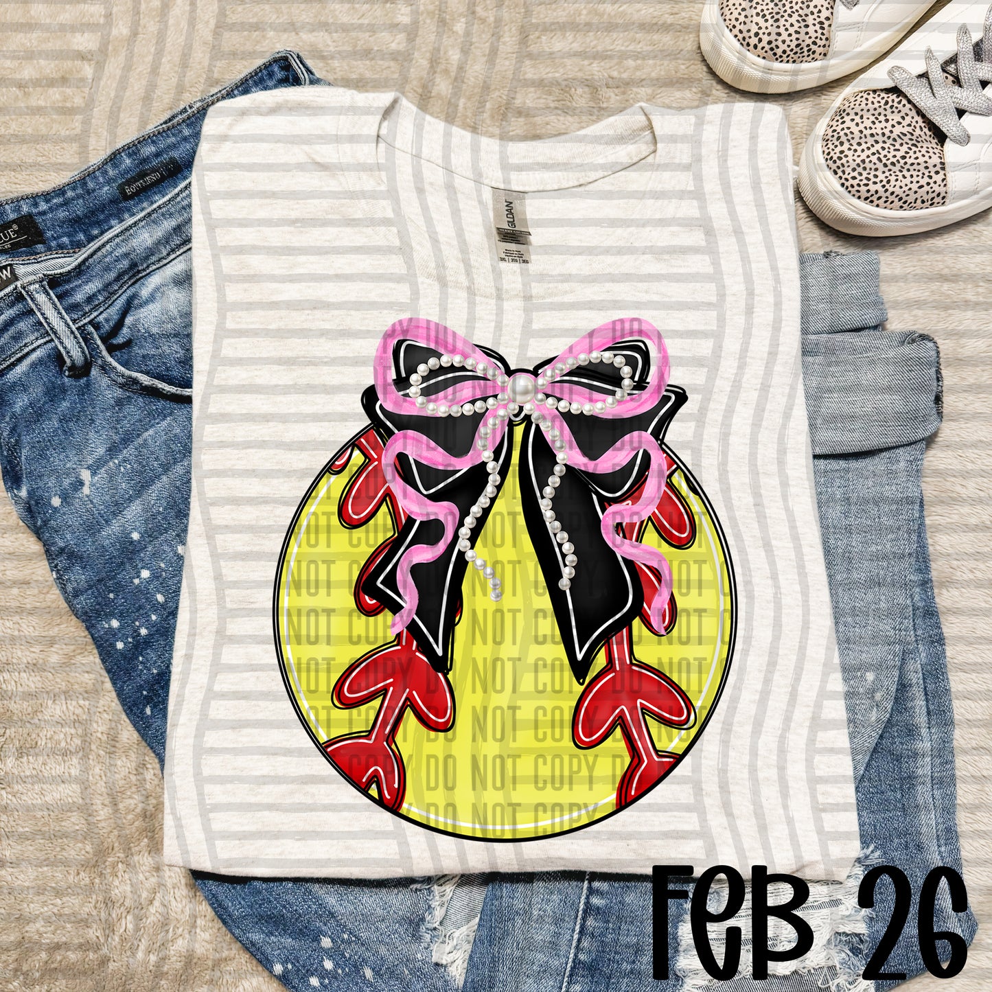 VARIETY COLOR SOFTBALL BOW TEES