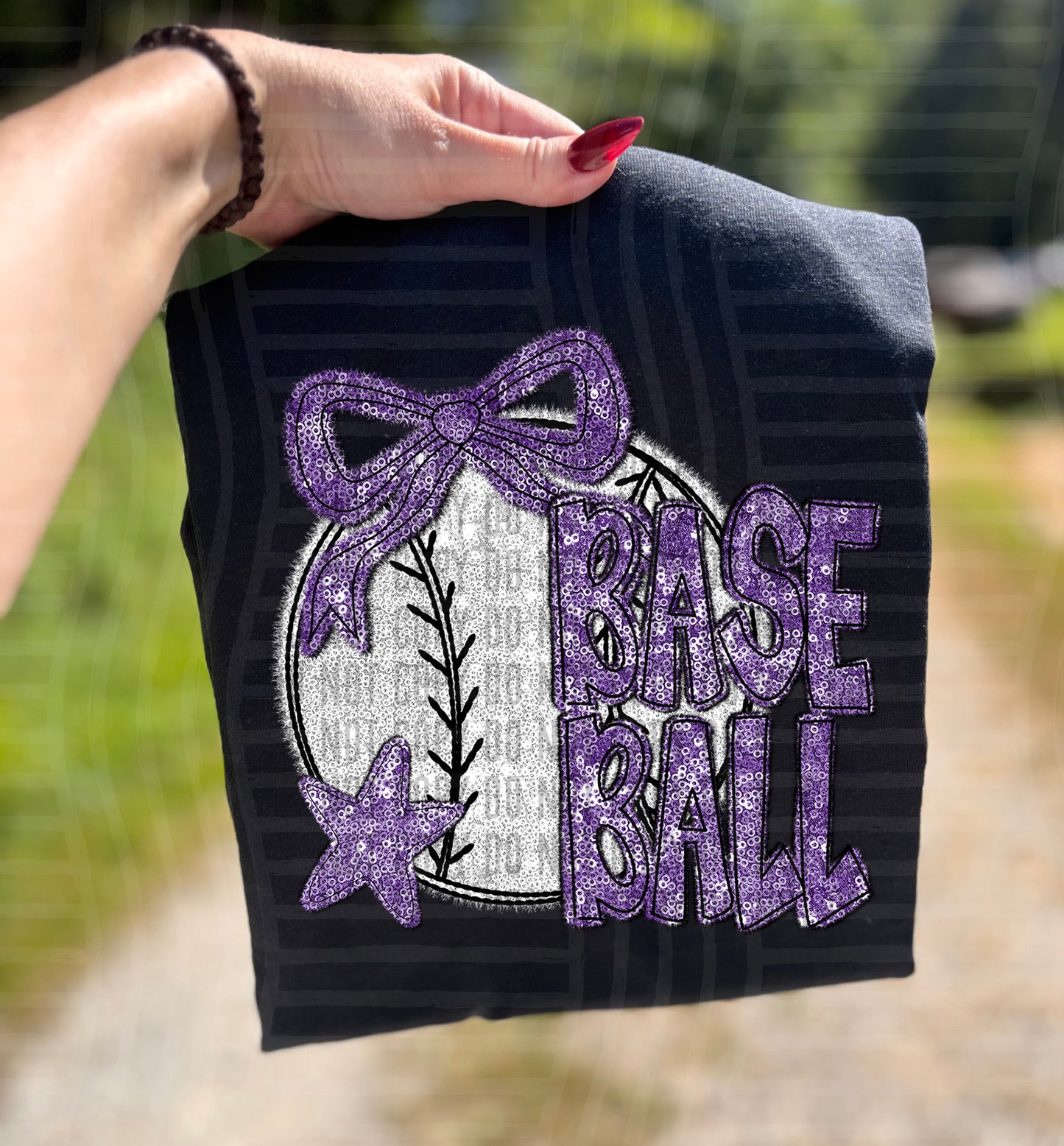 FAUX SEQUIN BASEBALL TEE