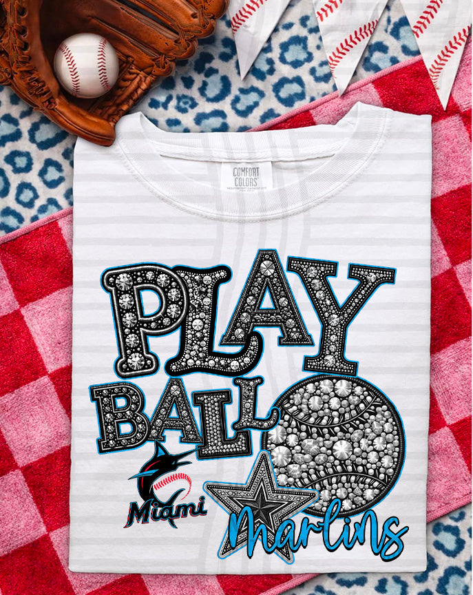 MLB RHINSTONE PLAY BALL TEE