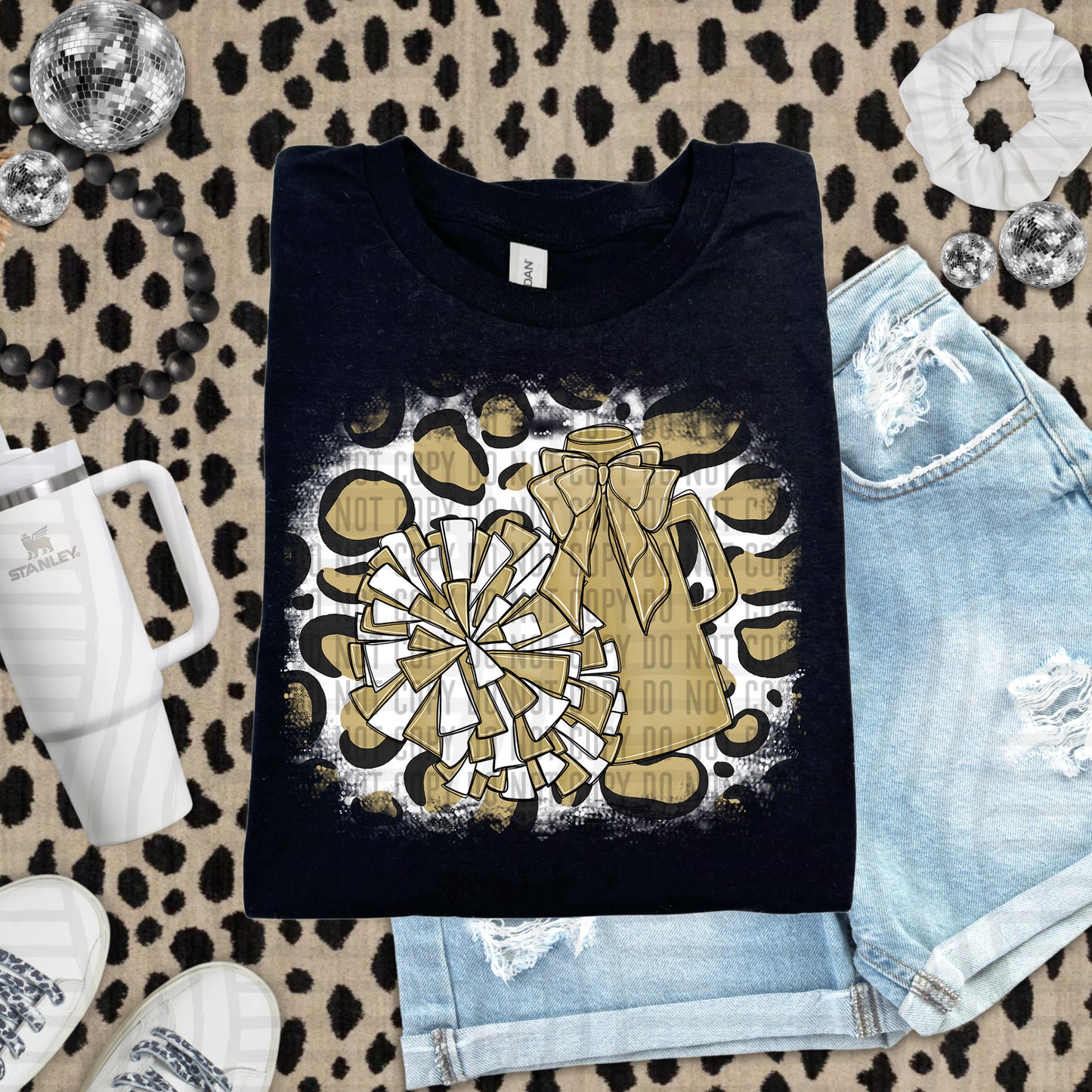 CHEER LEOPARD BACKGROUND TEE