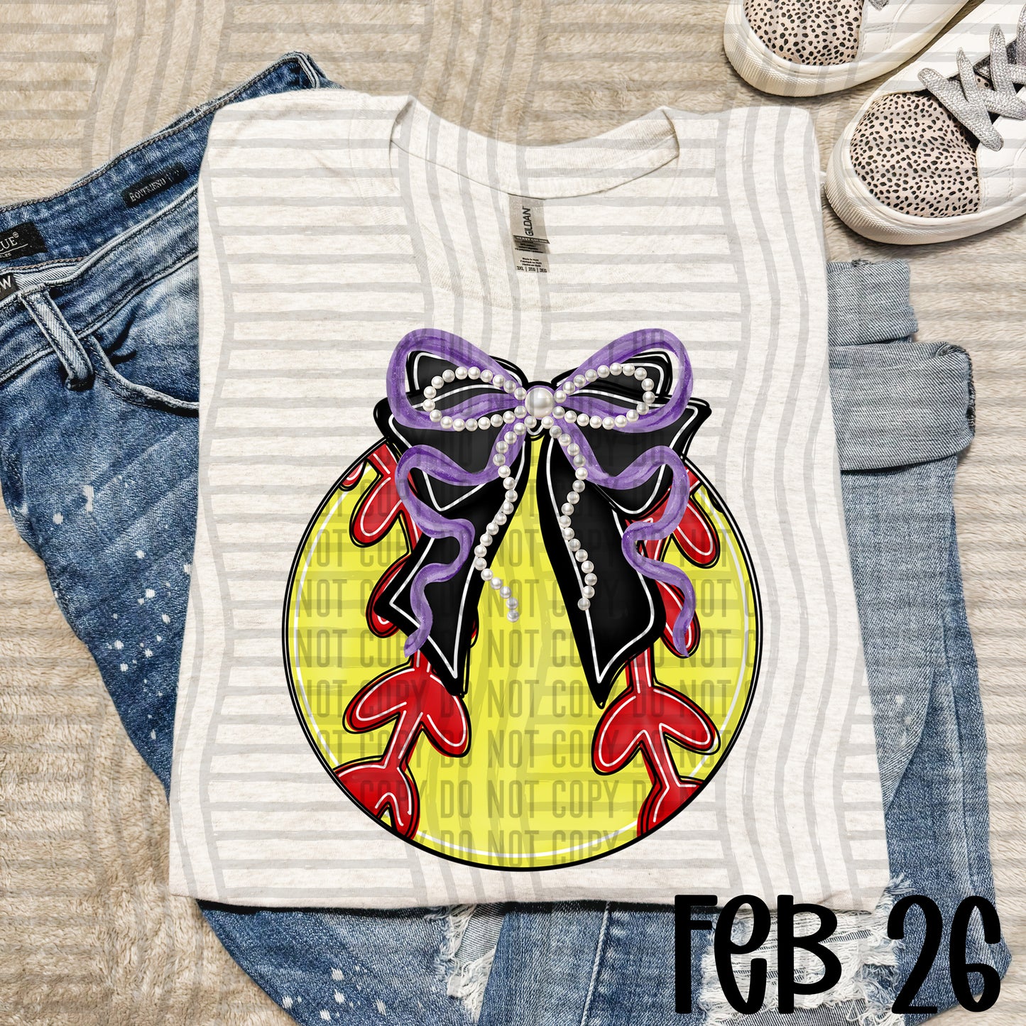 VARIETY COLOR SOFTBALL BOW TEES