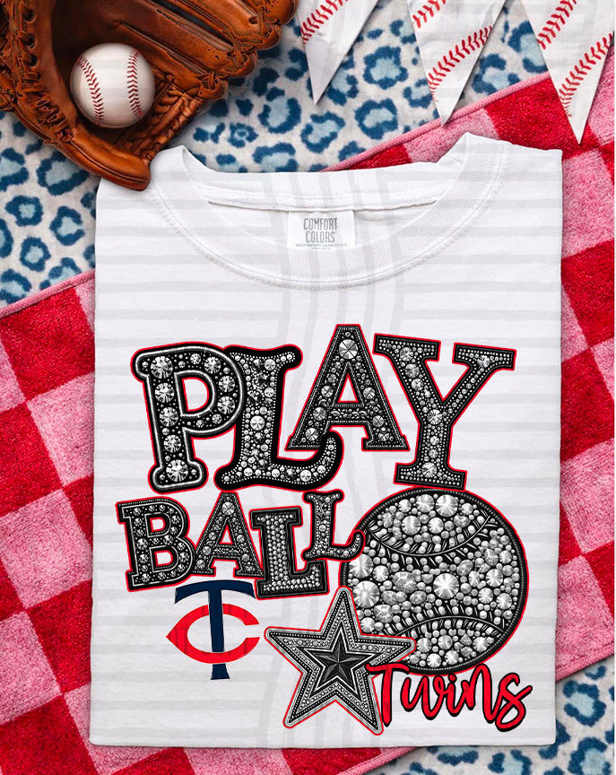 MLB RHINSTONE PLAY BALL TEE