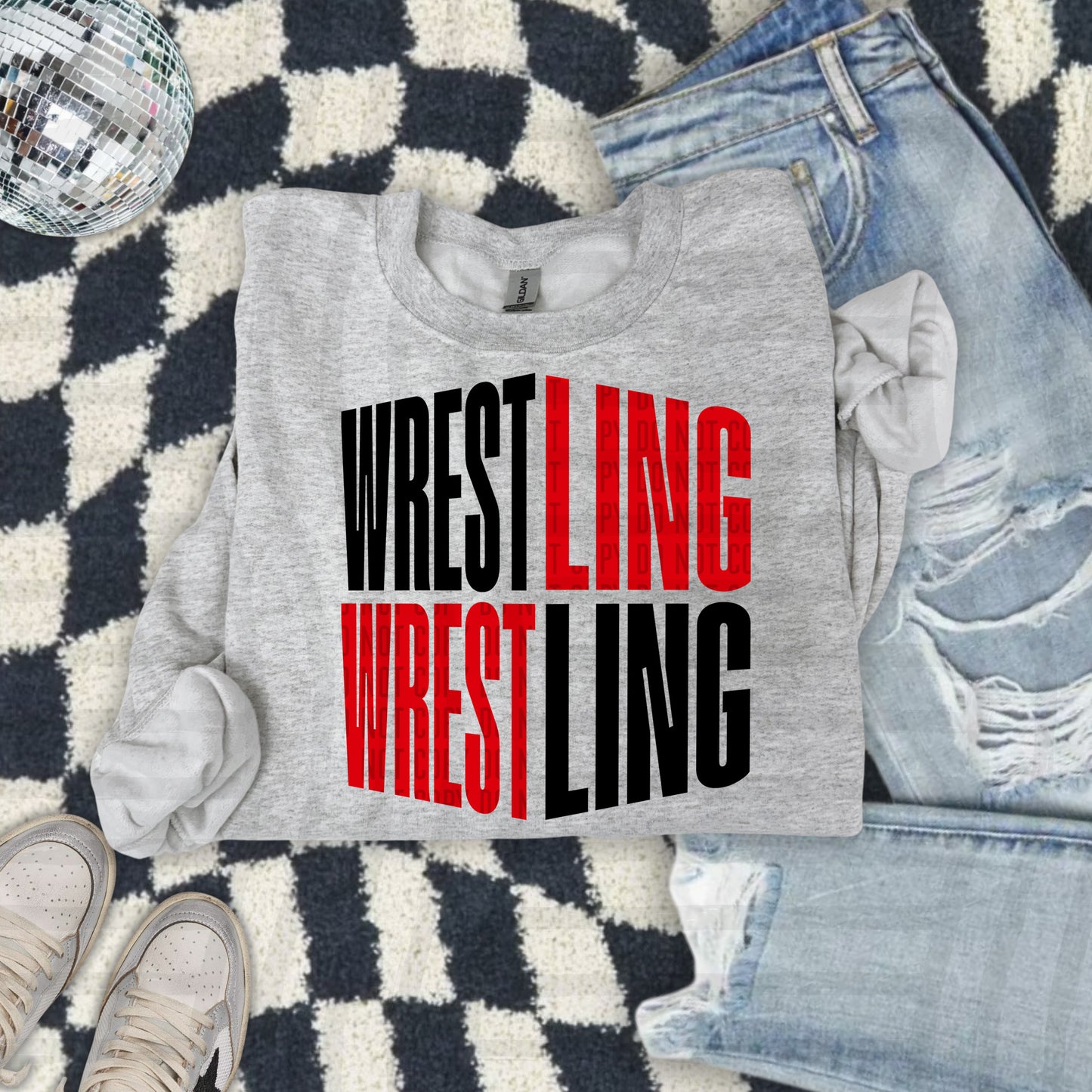 WRESTLING WORD ART TEE