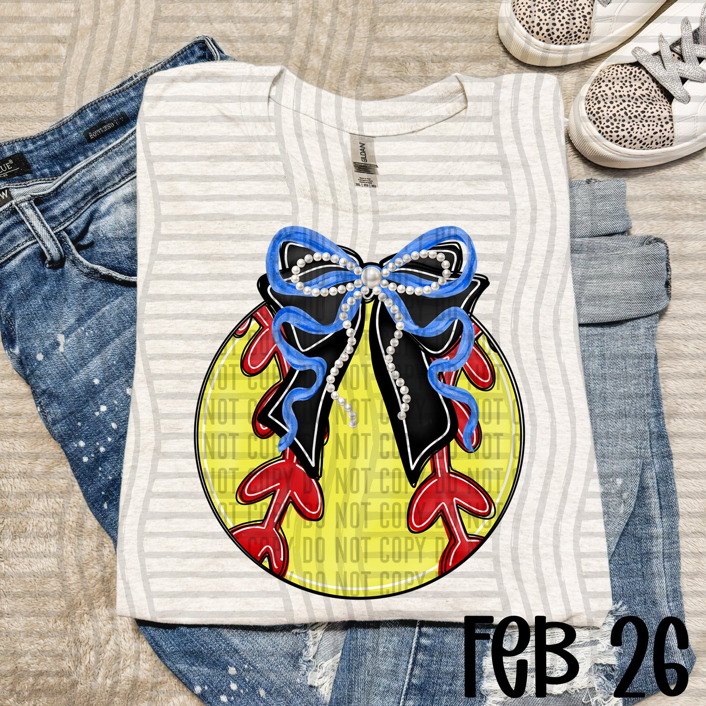 VARIETY COLOR SOFTBALL BOW TEES