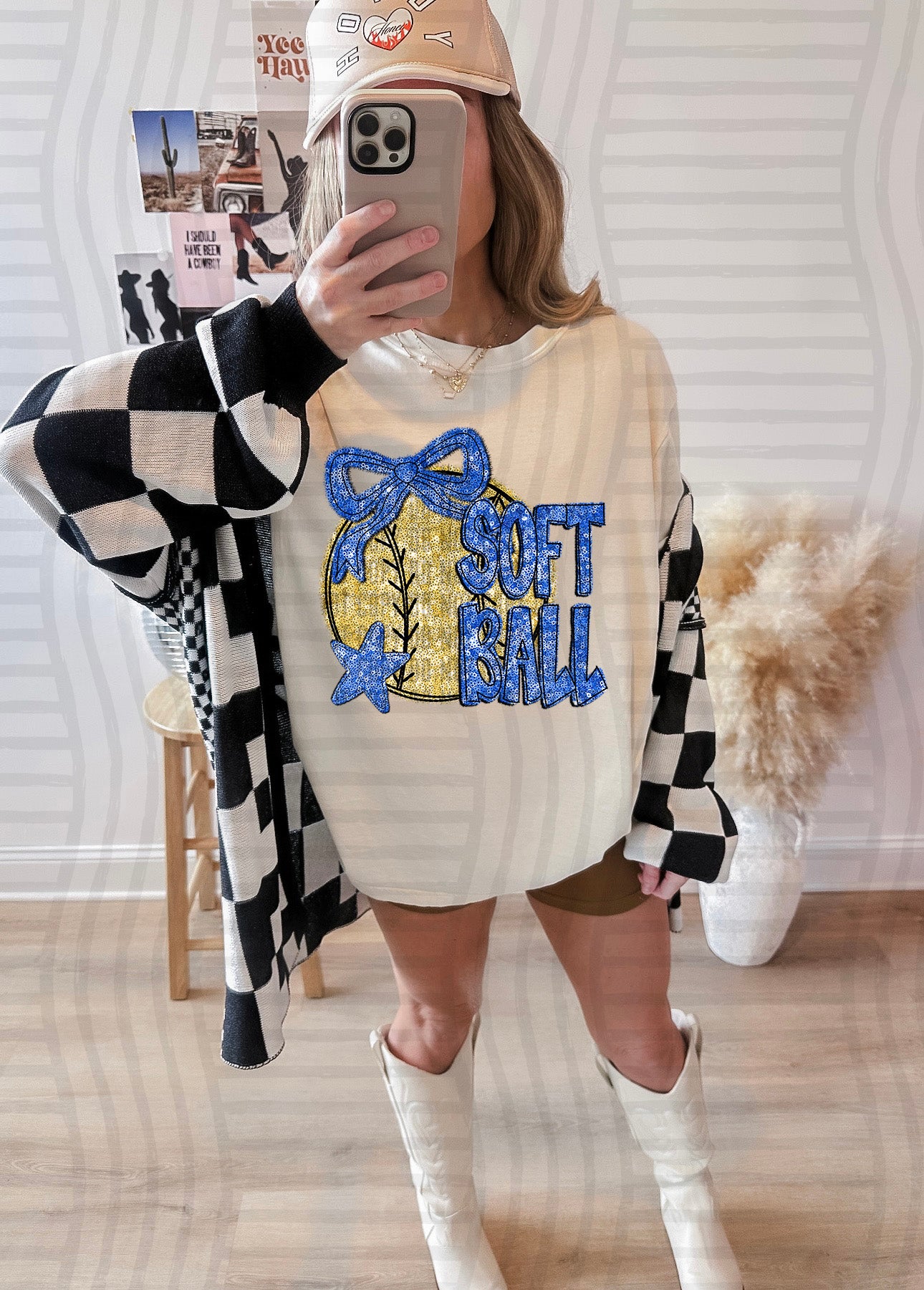 FAUX SEQUIN SOFTBALL TEE