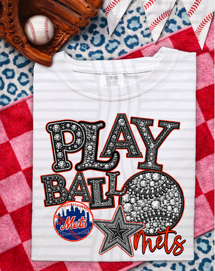 MLB RHINSTONE PLAY BALL TEE