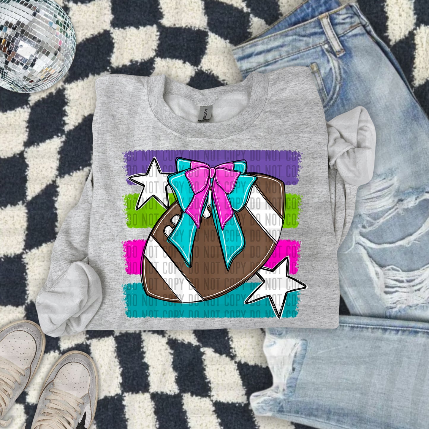 FOOTBALL BOW BOW TEES -25 COLORS