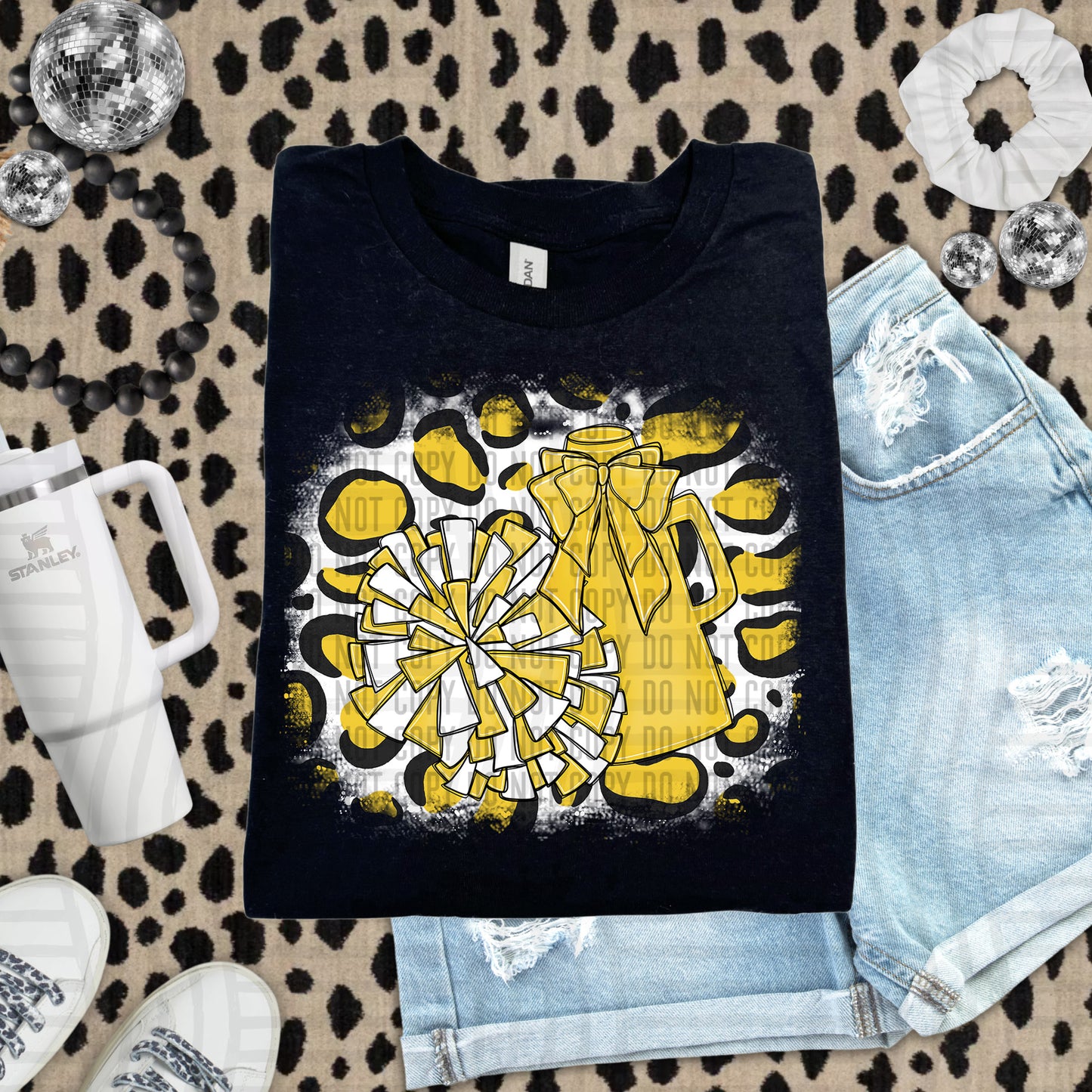 CHEER LEOPARD BACKGROUND TEE