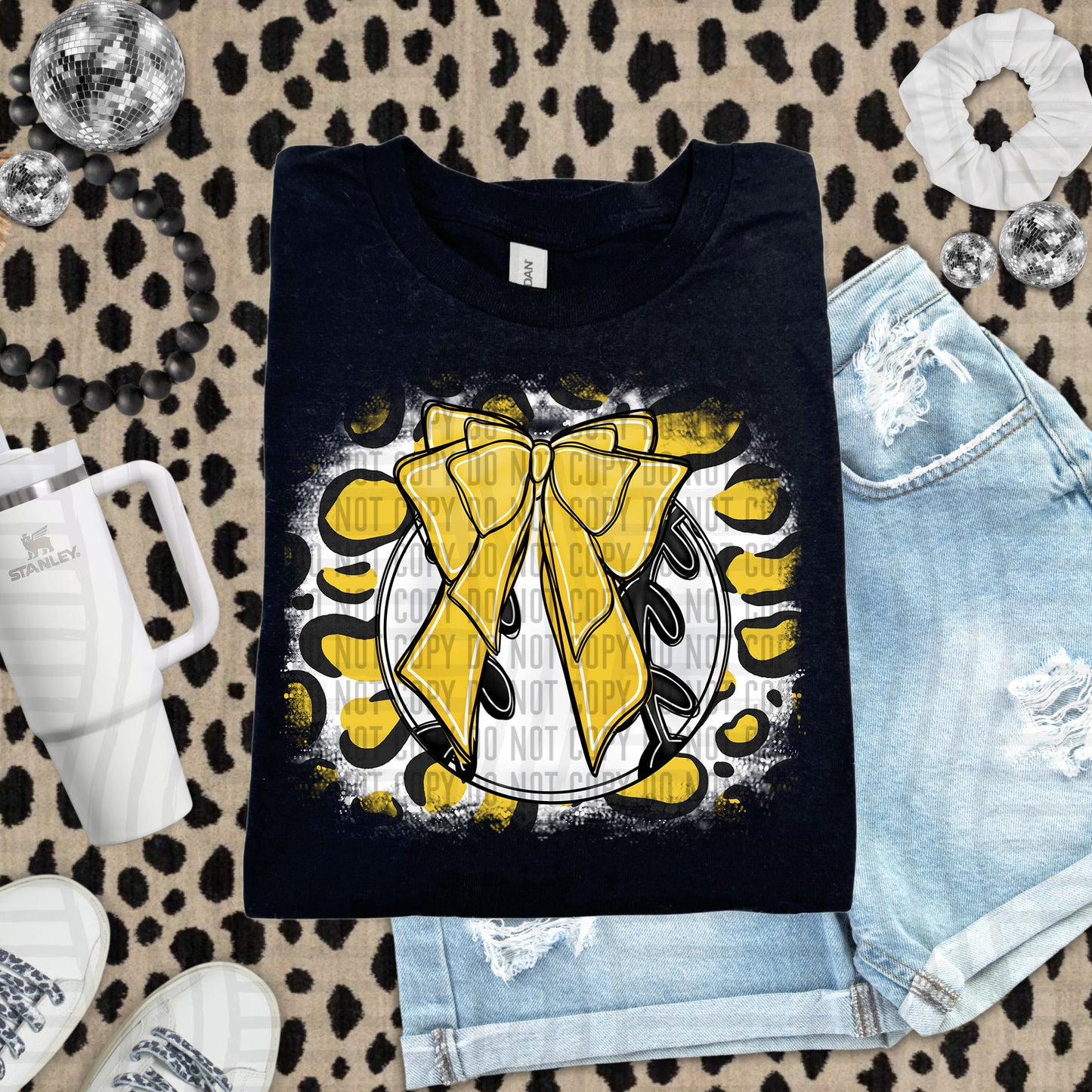 BASEBALL LEOPARD BACKGROUND TEE