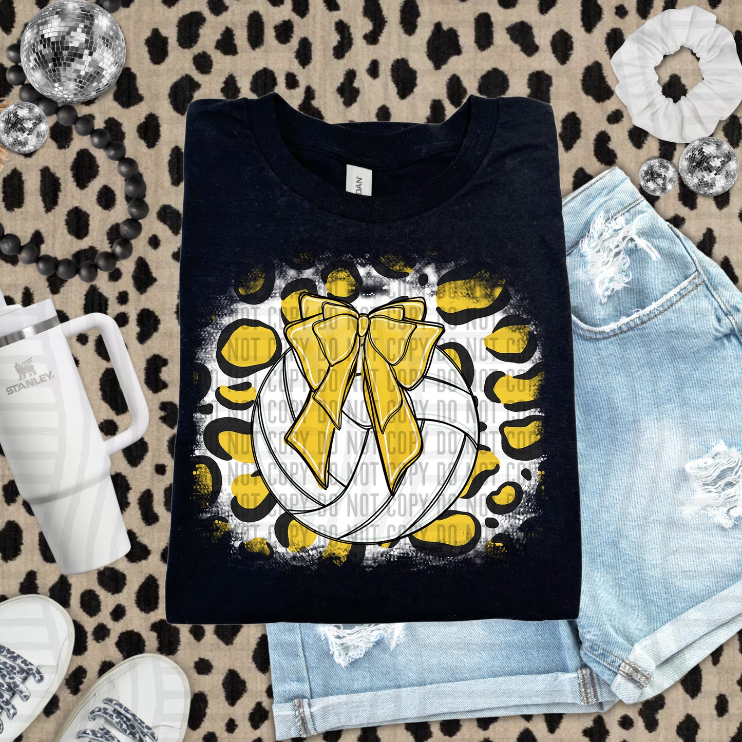 VOLLEYBALL LEOPARD BACKGROUND TEE