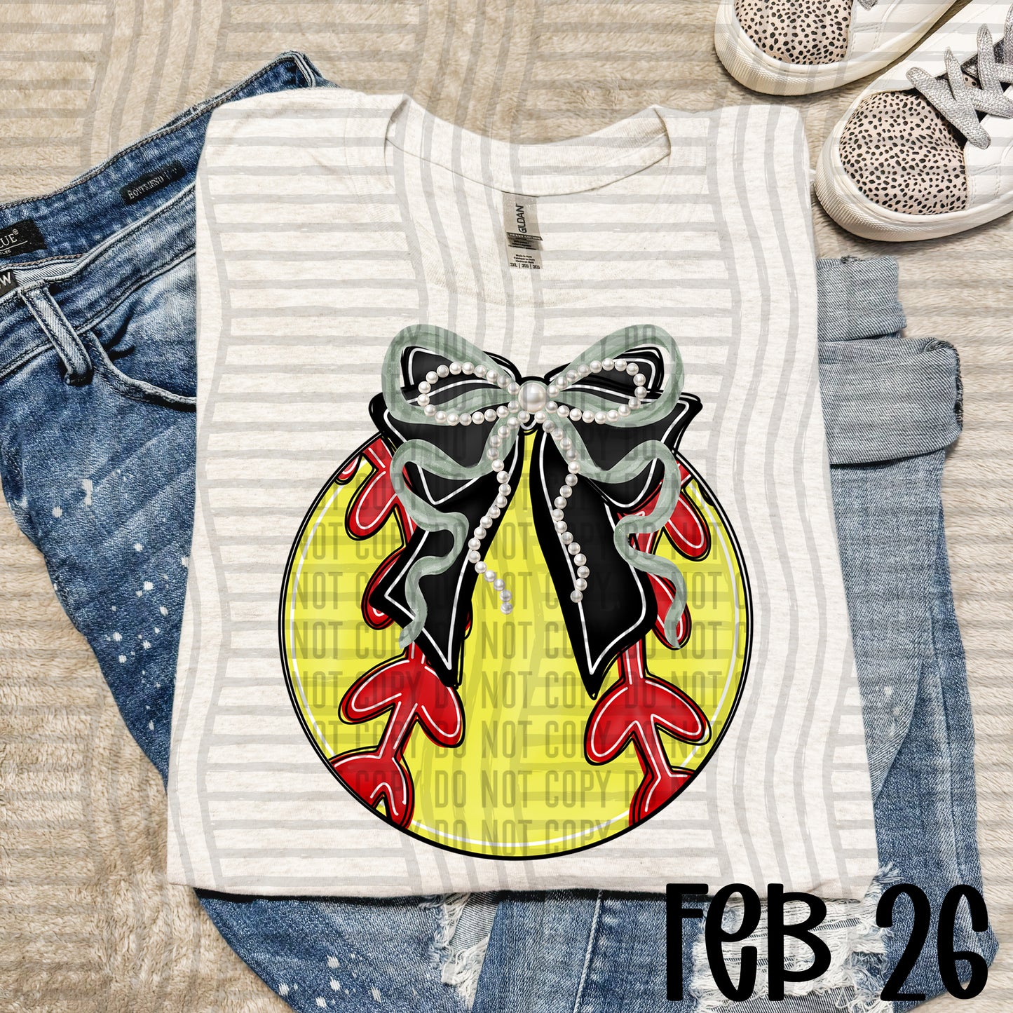 VARIETY COLOR SOFTBALL BOW TEES