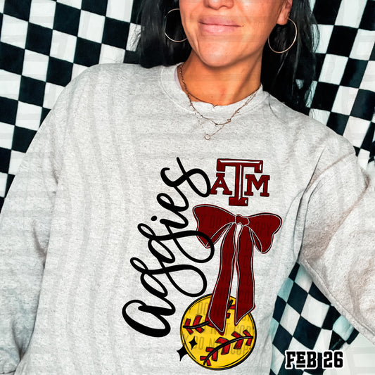 SOFTBALL COLLEGE BOW TEES