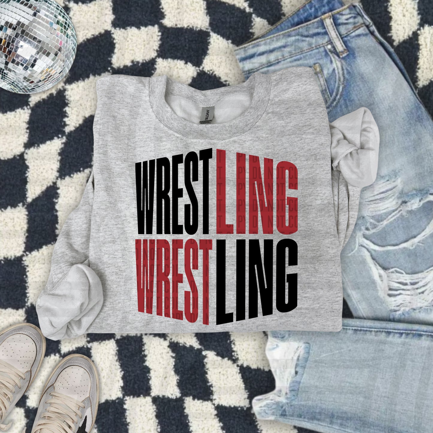 WRESTLING WORD ART TEE