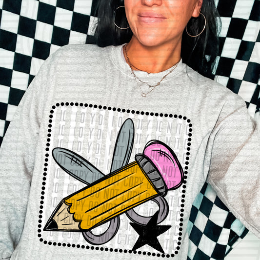 DISTRESSED PENCIL TEE - MULTIPLE COLORS