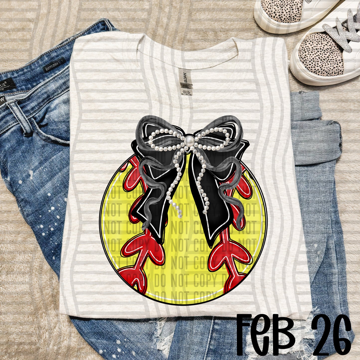 VARIETY COLOR SOFTBALL BOW TEES