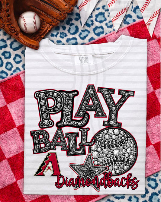 MLB RHINSTONE PLAY BALL TEE