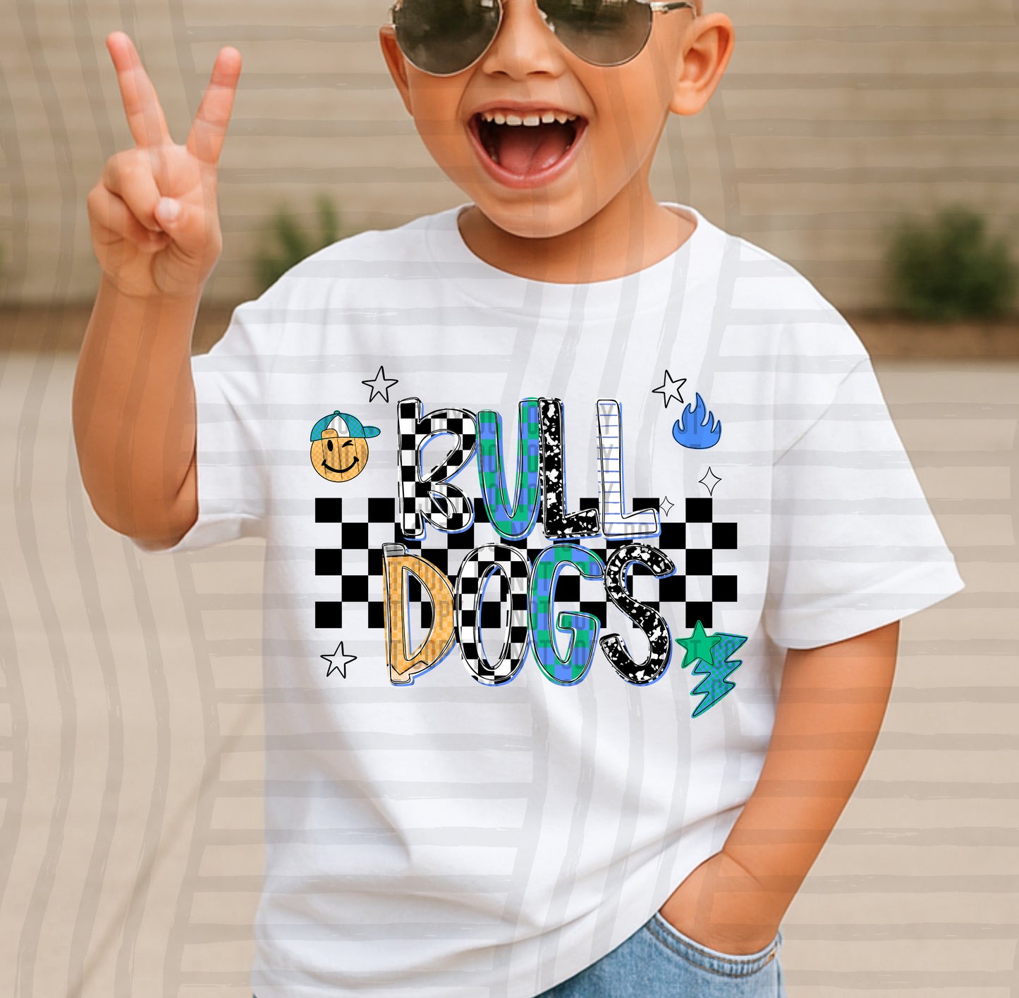 CHECKERED SCHOOL MASCOTS TEE