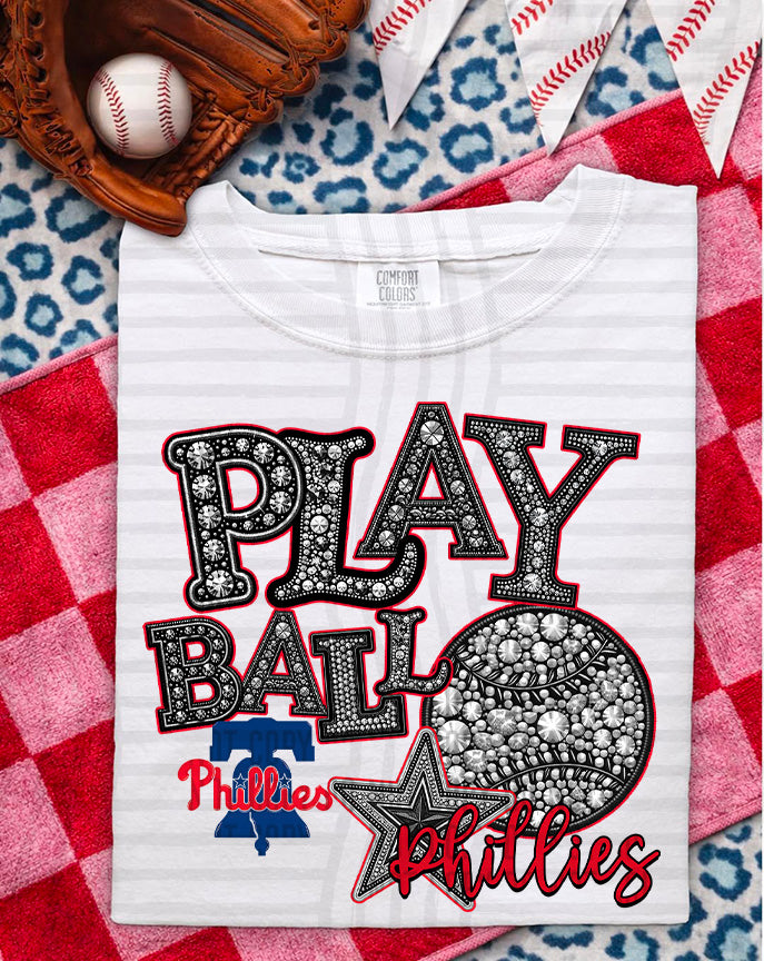 MLB RHINSTONE PLAY BALL TEE