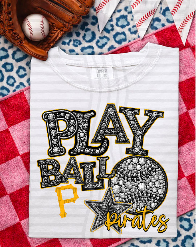 MLB RHINSTONE PLAY BALL TEE