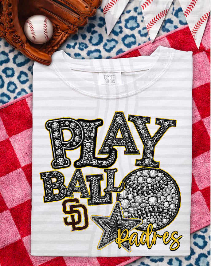 MLB RHINSTONE PLAY BALL TEE