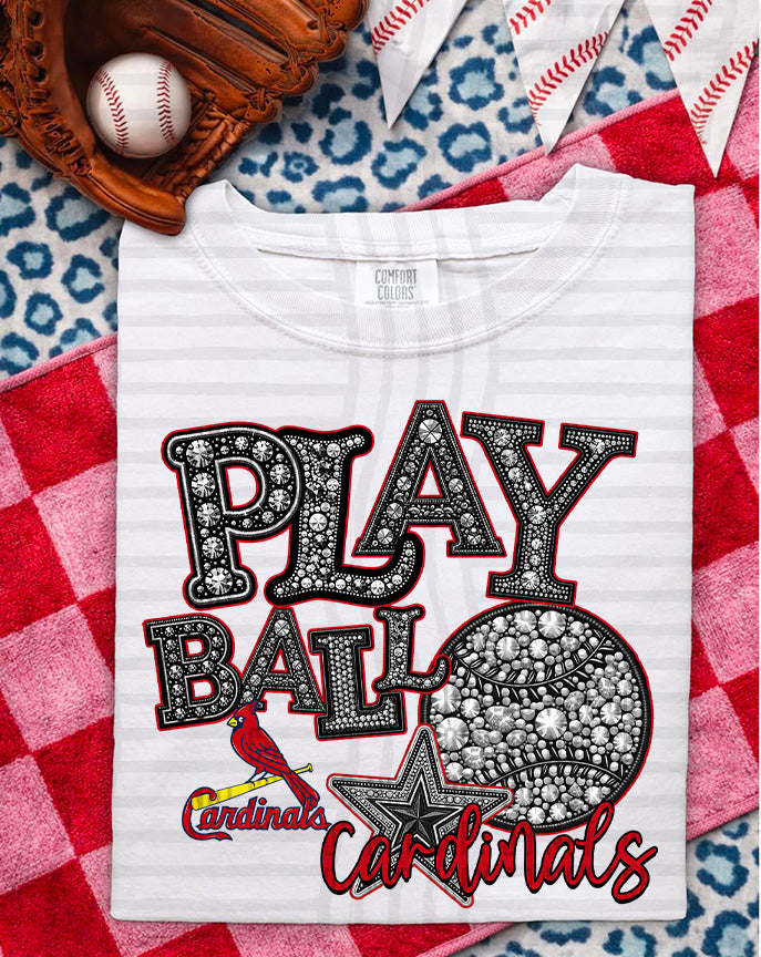 MLB RHINSTONE PLAY BALL TEE