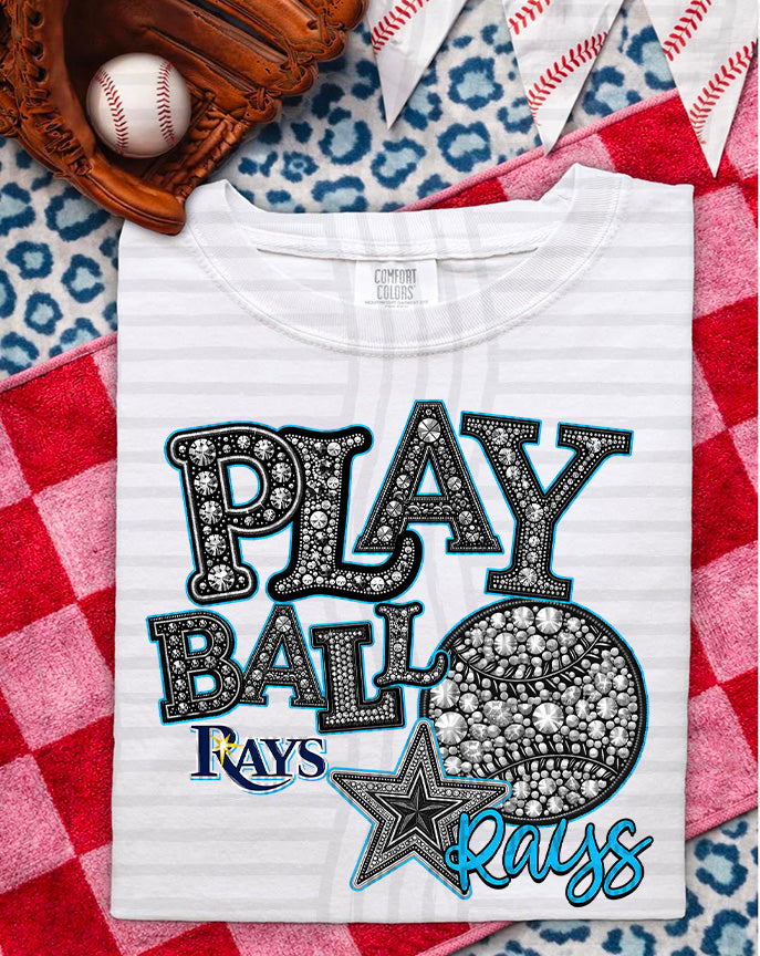 MLB RHINSTONE PLAY BALL TEE