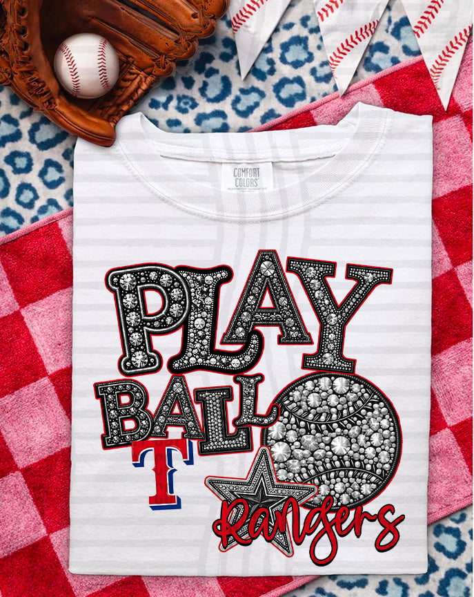 MLB RHINSTONE PLAY BALL TEE