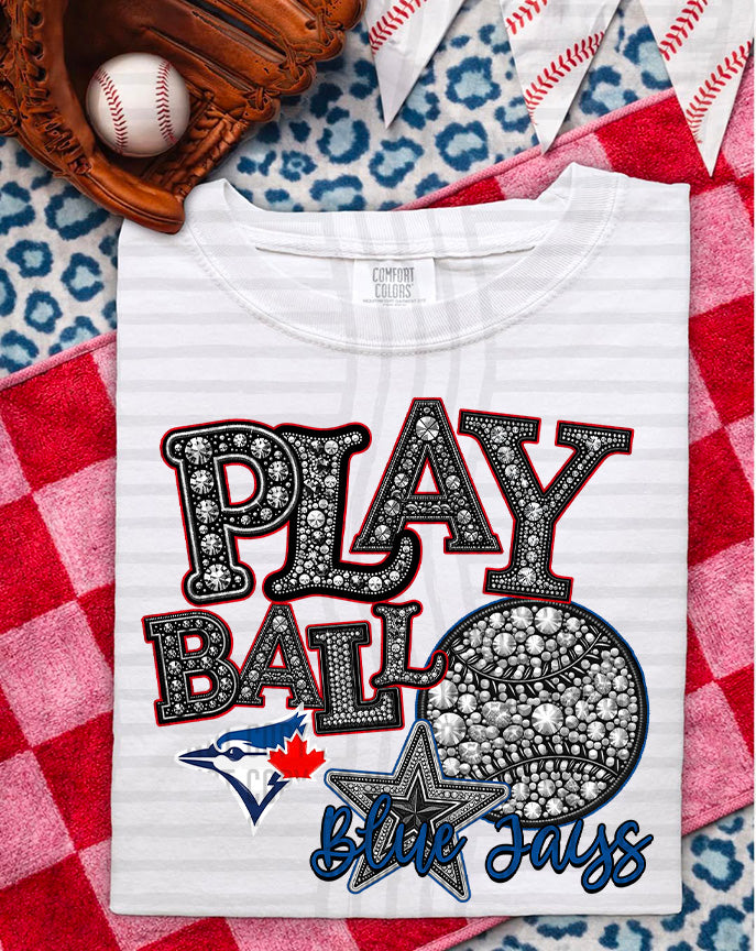 MLB RHINSTONE PLAY BALL TEE